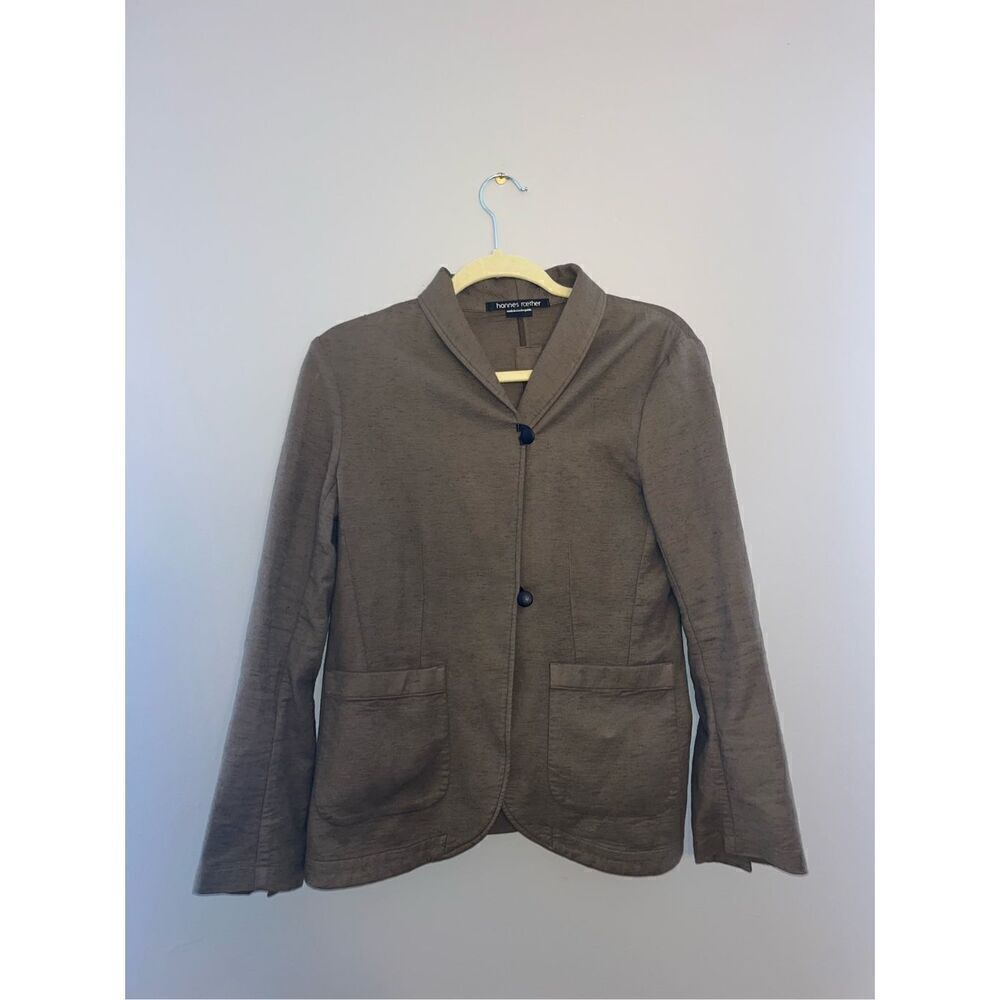Hannes Roether Women's Brown Blazer Small Cotton Linen